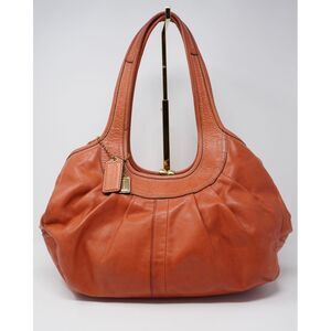 Coach Vintage Ergo Pleated Frame Satchel Burnt Orange Leather Kiss Lock